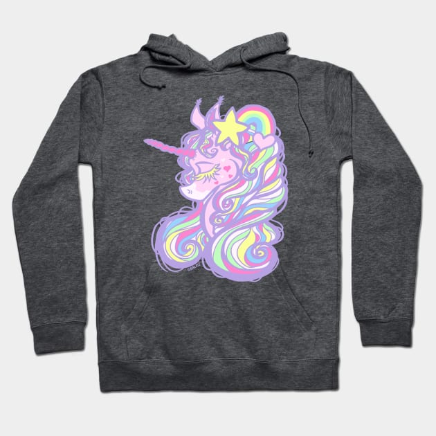 80's Pastel Toy Unicorn Hoodie by Jan Grackle